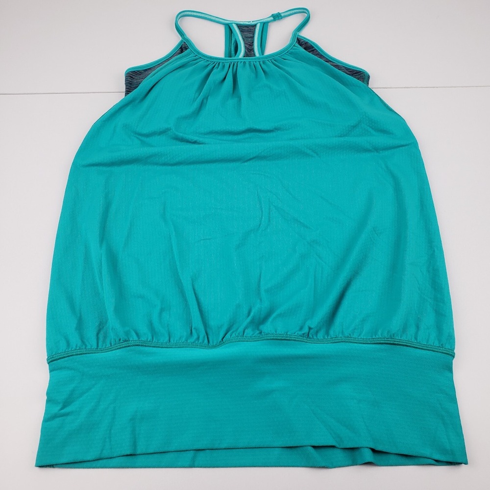 Lululemon Tank Top Women 4 Sea Green Built-in-Bra Stretch Racerback Workout‎ Top